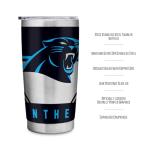 Rico Industries NFL Football Carolina Panthers 20oz Stainless Steel Tumbler with Lid - Great For Coffee, Tea, Water or Cocktails