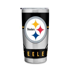 Rico Industries NFL Football Pittsburgh Steelers 20oz Stainless Steel Tumbler with Lid - Great For Coffee, Tea, Water or Cocktails
