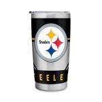 Rico Industries NFL Football Pittsburgh Steelers 20oz Stainless Steel Tumbler with Lid - Great For Coffee, Tea, Water or Cocktails