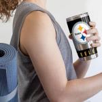 Rico Industries NFL Football Pittsburgh Steelers 20oz Stainless Steel Tumbler with Lid - Great For Coffee, Tea, Water or Cocktails