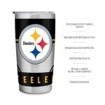 Rico Industries NFL Football Pittsburgh Steelers 20oz Stainless Steel Tumbler with Lid - Great For Coffee, Tea, Water or Cocktails