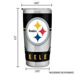 Rico Industries NFL Football Pittsburgh Steelers 20oz Stainless Steel Tumbler with Lid - Great For Coffee, Tea, Water or Cocktails