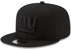 New Era NFL 9FIFTY Black On Black Adjustable Snapback Hat Cap One Size Fits All (New York Giants)
