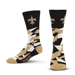 For Bare Feet NFL NEW ORLEANS SAINTS Shattered Camo Crew Sock Team Color Large
