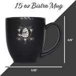 Rico Industries NHL Hockey Anaheim Ducks 15oz Laser Engraved Matte Black Ceramic Bistro Mug - for Hot or Cold Drinks