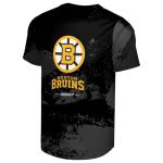 FOCO NHL Men's Official Primary Logo Wordmark Paint Stroke Polyester Performance T-Shirt (US, Alpha, Medium, Regular, Regular, Boston Bruins - Black, Boston Bruins)