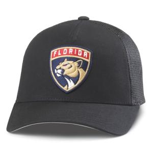 AMERICAN NEEDLE Unisex Florida Panthers Officially Licensed NHL Valin Adjustable Snapback Baseball Trucker Hat (EM002A-FLP-BLK)