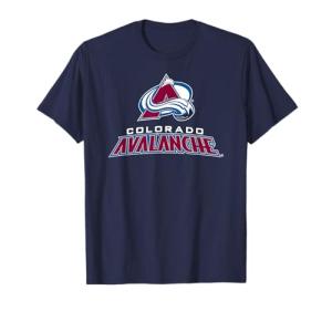 Colorado Avalanche Power Play T-Shirt - Blue, Unisex-Adults/Kids, Short Sleeve, Modern Casual, Solid with Print, NHL Officially Licensed