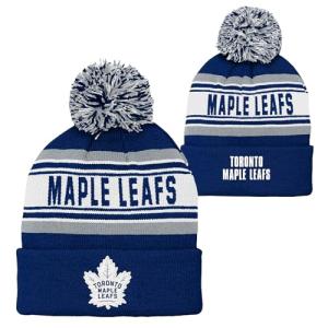 NHL Kids Youth Official Primary Logo Sport Knit Cold Weather Cuffed Pom Beanie Hat (US, Alpha, One Size, Toronto Maple Leafs)