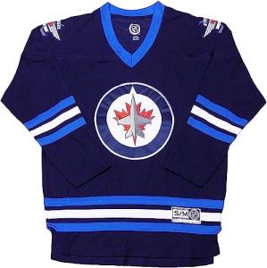 Outerstuff Winnipeg Jets Navy Premier Team Logo Youth Team Apparel Fashion Jersey (Small/Medium)