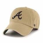 '47 Atlanta Braves Ballpark Clean Up Dad Hat Baseball Cap (Khaki/Black/Green)