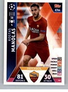 2018-19 Topps UEFA Champions League Match Attax #240 Kostas Manolas AS Roma Soccer Trading Card