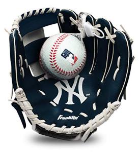 Franklin Sports MLB Youth Teeball Glove and Ball Set - Kids New York Yankees Baseball and Teeball Glove and Ball - Perfect First Kids Glove - 9.5"