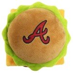 MLB Atlanta Braves Cheese Burger Plush Dog & CAT Squeak Toy - Cutest Stadium HAMBERGER Snack Plush Toy for Dogs & Cats with Inner Squeaker & Beautiful Baseball Team Name/Logo
