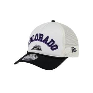 New Era MLB Chrome Arch 9FORTY M-Crown A-Frame Cooperstown Trucker Mesh Adjustable Snapback Hat One Size Fits All - Colorado Rockies - Black