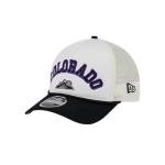 New Era MLB Chrome Arch 9FORTY M-Crown A-Frame Cooperstown Trucker Mesh Adjustable Snapback Hat One Size Fits All - Colorado Rockies - Black