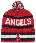 47 MLB Unisex-Adult Officially Licensed Primary Logo Bering Sport Knit Cuffed Pom Beanie Cold Weather Hat - Los Angeles Angels Red