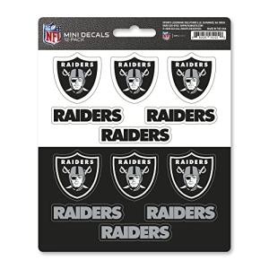 FANMATS 61131 NFL - Las Vegas Raiders 12 Count Mini Decal Sticker Pack 5 x 6.25 in.- Great Gift for Sports Fans - Works On Hard Surfaces - for Homes, Cars, Trucks, SUVs.
