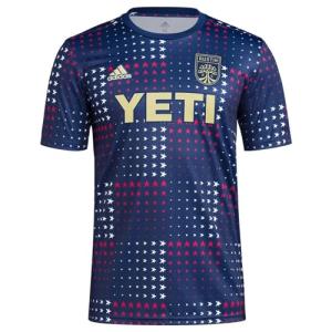 Adidas Austin FC MLS Men's Americana Pre-Match Short Sleeve Soccer Jersey, Navy/White/Red Small