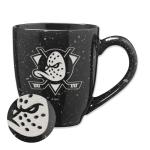 Rico Industries NHL Hockey Anaheim Ducks Black 16 oz Team Color Laser Engraved Speckled Ceramic Coffee Mug