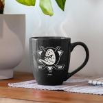 Rico Industries NHL Hockey Anaheim Ducks Black 16 oz Team Color Laser Engraved Speckled Ceramic Coffee Mug