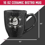 Rico Industries NHL Hockey Anaheim Ducks Black 16 oz Team Color Laser Engraved Speckled Ceramic Coffee Mug