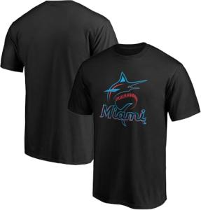 Outerstuff MLB Kids Youth 8-20 Outfield Primary Logo Performance T-Shirt (US, Numeric, 14, 16, Regular, Miami Marlins - Jet Black)