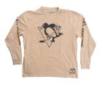 Calhoun NHL Surf & Skate Men's Acid Wash Distressed Logo Long Sleeve Vintage Style Shirt (Pittsburgh Penguins, XX-Large)