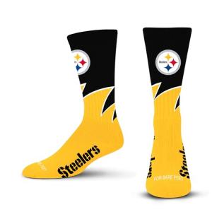 For Bare Feet NFL PITTSBURGH STEELERS Black Wave Crew Sock Team Color LARGE