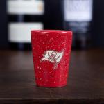 Rico Industries NFL Football Tampa Bay Buccaneers 2oz Ceramic Shot Glass for Fans, Laser Engraved In Team Color Single Shot Glass