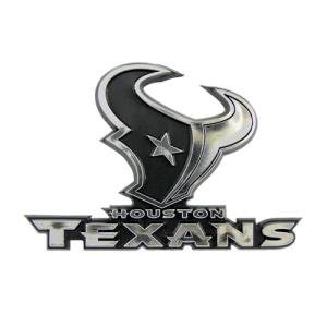 FANMATS 60289 NFL - Houston Texans Molded Chrome Emblem | Chrome | 3.25” x 3.25 | Bull Head Primary Logo & Wordmark