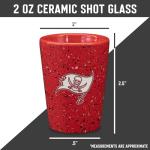 Rico Industries NFL Football Tampa Bay Buccaneers 2oz Ceramic Shot Glass for Fans, Laser Engraved In Team Color Single Shot Glass