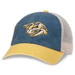 AMERICAN NEEDLE Hanover Officially Licensed NHL Hockey Team Mesh Hat, Nashville Predators, Ivory/Navy/Gold (43352A-NAP)