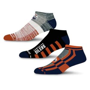 For Bare Feet NHL EDMONTON OILERS Stripe Stack 3 Pack Ankle Sock Team Colors Large