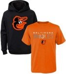 Outerstuff MLB Kids Youth 8-20 Team Color Polyester Performance Primary Logo Pullover Hoodie Sweatshirt and T-Shirt 2 Pack Combo Set - Baltimore Orioles Medium (10-12)