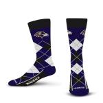 For Bare Feet NFL BALTIMORE RAVENS Argyle Remix Premium Dress Sock Team Color OSFM
