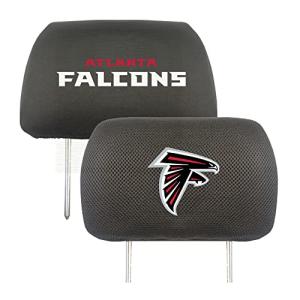 FANMATS 12489 Atlanta Falcons Embroidered Head Rest Cover Set, Black, 2 Pieces