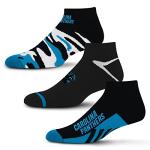 For Bare Feet NFL Carolina Panthers CAMO BOOM 3 Pack Ankle Sock Team Colors Large