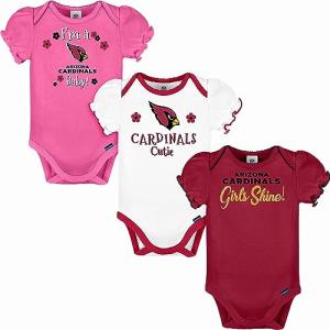 NFL Arizona Cardinals 3 Pack Short Sleeve Bodysuit, red/White/Pink Arizona Cardinals, 3-6 Months