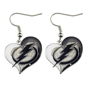 NHL Tampa Bay Lightning Swirl Heart Earrings