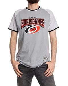 Calhoun NHL Surf & Skate Mens Retro Style Reverse Terry Contrast Trim Short Sleeve T-Shirt - The Coastal Collection (Carolina Hurricanes, Large)