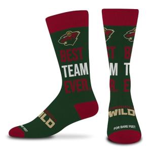 For Bare Feet NHL MINNESOTA WILD Best Team Ever Crew Sock Team Color OSFM