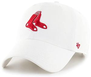 47 MLB White Team Color Primary Logo Clean Up Adjustable Strap Hat Cap, Adult One Size Fits All (US, Alpha, One Size, Boston Red Sox)