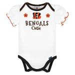 NFL Cincinnati Bengals 3 Pack Short Sleeve Bodysuit, White/Black/Pink Cincinnati Bengals, 18 Months