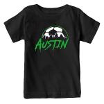 Xtreme Apparrel Austin Soccer Skyline Kid's Fan T-Shirt (Black Shirt, YXL)