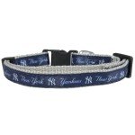 MLB CAT Collar New York Yankees Satin Cat Collar Baseball Team Collar for Dogs & Cats. A Shiny & Colorful Cat Collar with Ringing Bell Pendant