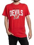 Calhoun NHL Surf & Skate Mens Vintage Style Distressed Heather Tone Rustic T-Shirt (New Jersey Devils, Large)
