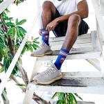 For Bare Feet NHL New York Islanders 4 Stripe Deuce Crew Sock Team Color MEDIUM