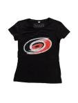 Calhoun NHL Surf & Skate Women's Distressed Print Fitted Crew Neck Premium T-Shirt (Carolina Hurricanes, Large)
