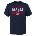 MLB Kids Youth 8-20 Cooperstown Distressed Throwback Logo Team T-Shirt (US, Numeric, 10, 12, Regular, Atlanta Braves - Navy)